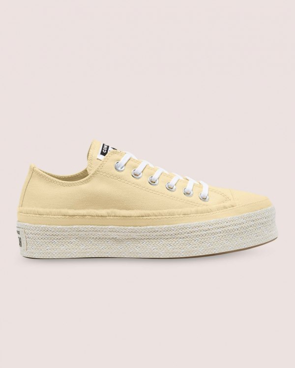 Converse Chuck Taylor All Star Espadrille Platform Beige Sko Danmark - Converse Lave Sneakers Dame -